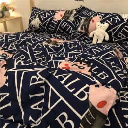 Simple Checkered Sheets, Duvet Cover And Bedding Set Of Four (style: C, Bedding Size: 180*220)