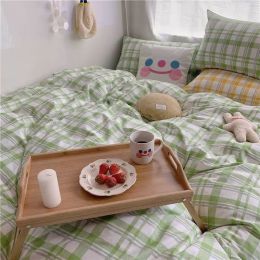 Simple Checkered Sheets, Duvet Cover And Bedding Set Of Four (style: Mogley Green, Bedding Size: 1.2m three piece suit)