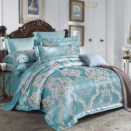 4-Piece Set Of European-Style Luxury Light Luxury Bedding (Color: Sky blue, Bedding Size: 1.5m(220*230))