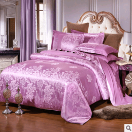 Luxury European Bedding Satin Jacquard Modal Cotton Tencel Set (Color: Twilight purple, size: 1.5m)