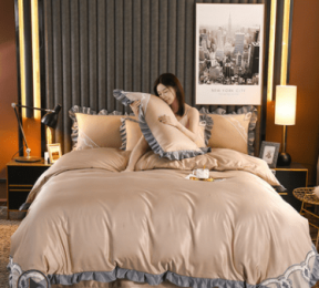 100 Pieces Of European-Style Washed Silk Four-Piece Set, Ice Silk Nude Bed Sheet And Duvet Cover, Summer Silk Bedding Three-Piece Set (style: I, size: 1.5m)