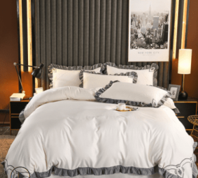 100 Pieces Of European-Style Washed Silk Four-Piece Set, Ice Silk Nude Bed Sheet And Duvet Cover, Summer Silk Bedding Three-Piece Set (style: H, size: 1.8m)