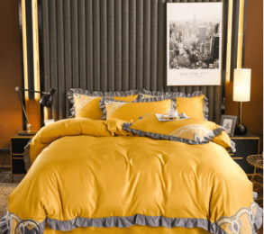 100 Pieces Of European-Style Washed Silk Four-Piece Set, Ice Silk Nude Bed Sheet And Duvet Cover, Summer Silk Bedding Three-Piece Set (style: E, size: 2.0m)