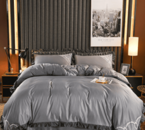 100 Pieces Of European-Style Washed Silk Four-Piece Set, Ice Silk Nude Bed Sheet And Duvet Cover, Summer Silk Bedding Three-Piece Set (style: G, size: 1.5m)
