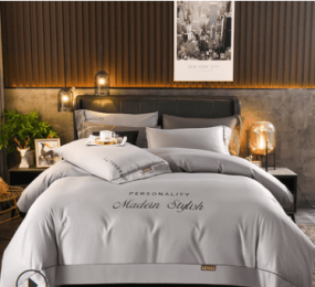 100 Pieces Of European-Style Washed Silk Four-Piece Set, Ice Silk Nude Bed Sheet And Duvet Cover, Summer Silk Bedding Three-Piece Set (style: Q, size: 2.0m)