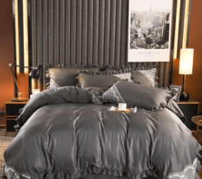 100 Pieces Of European-Style Washed Silk Four-Piece Set, Ice Silk Nude Bed Sheet And Duvet Cover, Summer Silk Bedding Three-Piece Set (style: A, size: 2.0m)