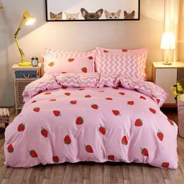 Aloe cotton sheet set (Color: Strawberry, size: 1.0m)