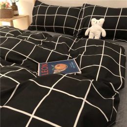Simple Checkered Sheets, Duvet Cover And Bedding Set Of Four (style: A, Bedding Size: 200*230)