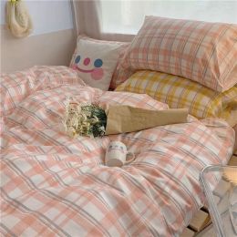 Simple Checkered Sheets, Duvet Cover And Bedding Set Of Four (style: Mogley Jade, Bedding Size: 200*230)