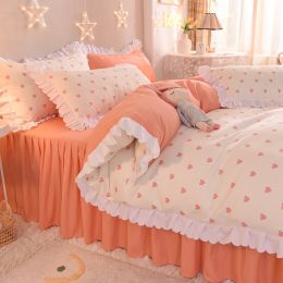Four-Piece Set Of Simple Love Lace Bed (style: D, Bedding Size: 1.8m bed sheet set 200x230cm)