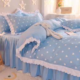 Four-Piece Set Of Simple Love Lace Bed (style: A, Bedding Size: 2.0m bed sheet set 200x230cm)