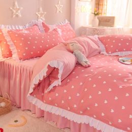 Four-Piece Set Of Simple Love Lace Bed (style: F, Bedding Size: 2.0m bed skirt 200x230cm)