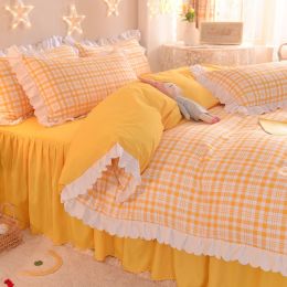 Four-Piece Set Of Simple Love Lace Bed (style: G, Bedding Size: 2.0m bed skirt 200x230cm)