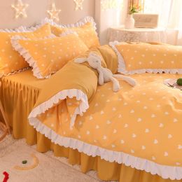Four-Piece Set Of Simple Love Lace Bed (style: B, Bedding Size: 1.5m bed sheet set 200x230cm)