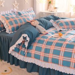 Four-Piece Set Of Simple Love Lace Bed (style: H, Bedding Size: 1.8m bed skirt 200x230cm)