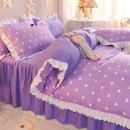 Four-Piece Set Of Simple Love Lace Bed (style: C, Bedding Size: 1.8m bed skirt 200x230cm)