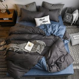 Bed sheets set quilt duvet cover bedding 4 sets (Color: Dark Grey, style-Size: 4pcs-1.5m)