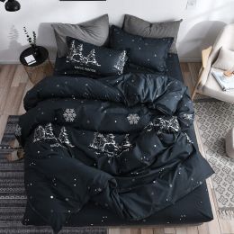 Bed sheets set quilt duvet cover bedding 4 sets (Color: Magic winter, style-Size: 4pcs-2)