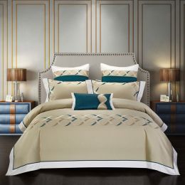 Four-piece cotton embroidery embroidery home textile (Color: Wave, size: 220X240CM)