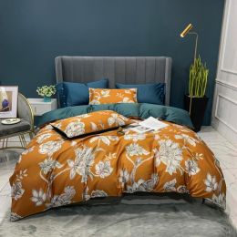 Digital Printing Four-Piece Light Luxury Bed Sheet Duvet Cover (Color: Elegant coffee, size: 2.0m)