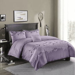 Three-piece Simple Plain Black Printing Bedding Set (Color: Purple, Carpet size: 230x260)