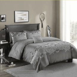 Three-piece Simple Plain Black Printing Bedding Set (Color: Grey, Carpet size: 210x210)