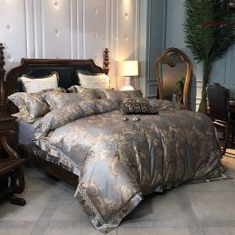 High End European Style Luxury 120 Thread Satin Silk Cotton Four Piece Set Of Pure (style: Style A, Bedding Size: 200x230cm)