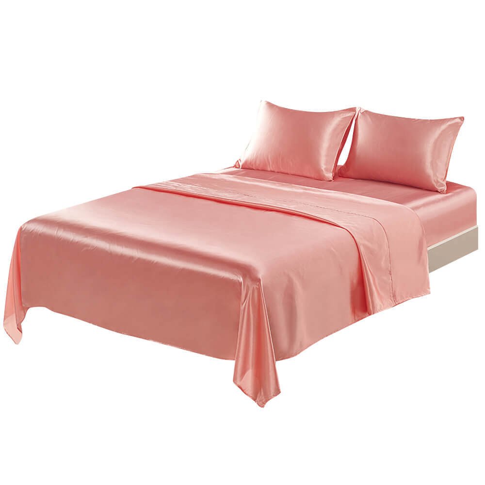 4 Pcs Smooth Satin Silk Sheet Set Deep Pocket Bed Sheet Wrinkle Fade Resistant 4 Pcs Smooth Satin Silk Sheet Set Deep Pocket Bed Sheet Wrinkle Fade Resistant