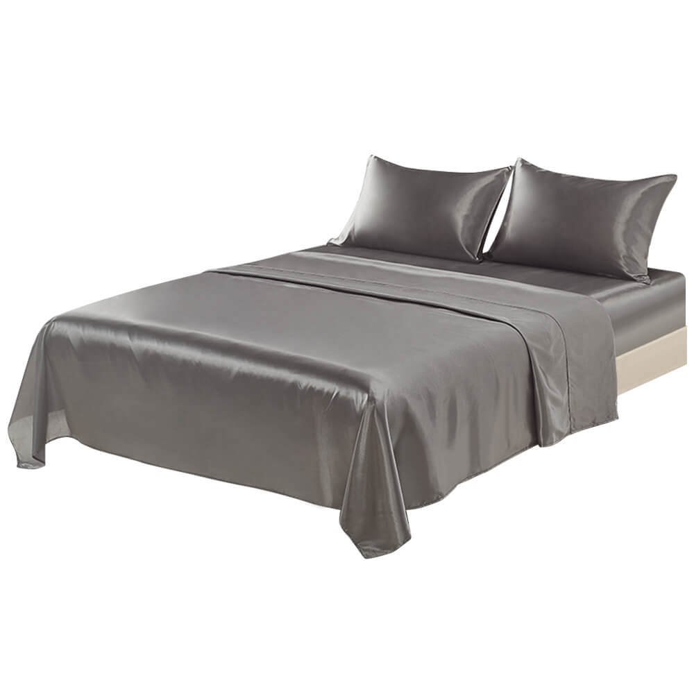 4 Pcs Smooth Satin Silk Sheet Set Deep Pocket Bed Sheet Wrinkle Fade Resistant 4 Pcs Smooth Satin Silk Sheet Set Deep Pocket Bed Sheet Wrinkle Fade Resistant