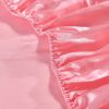 Soft Silky Satin Bed Sheet Set Pillowcase Solid Deep Pocket Flat Fitted Sheet